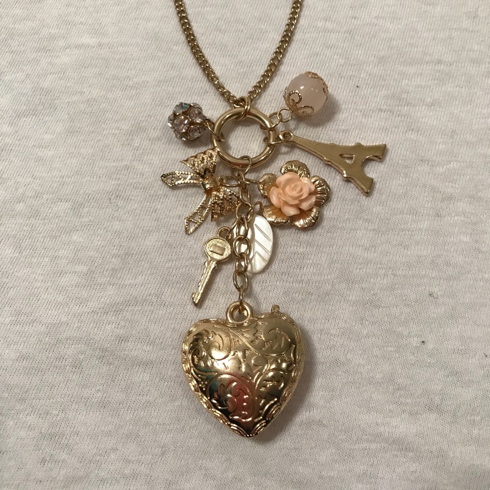 Gold Long Necklace, Paris-Themed